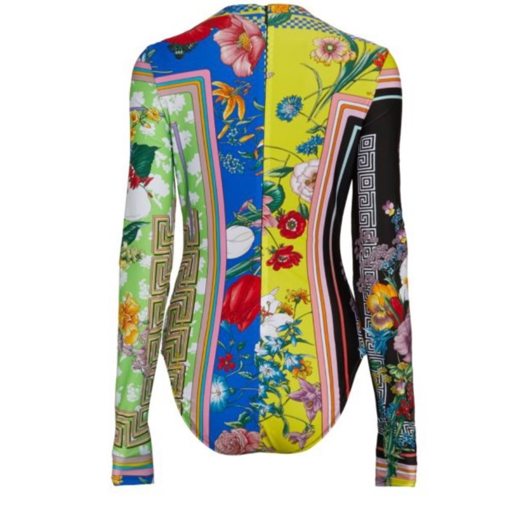 VERSACE Mixed Floral-Print Bodysuit SZ 6 - Picture 2 of 6